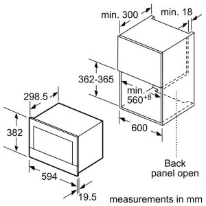 Kích thước lò vi sóng Bosch BFL634GS1B